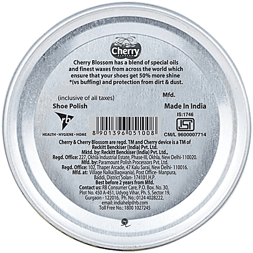 Cherry Blossom Wax Shoe Polish, Black, 15 g  50% more shine
 Protects against dirt & dust