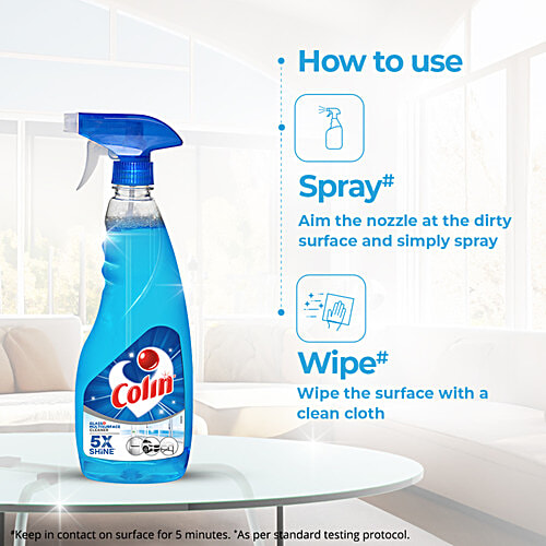 Colin Glass & Surface Cleaner Liquid Spray - Regular, 500 ml Bottle New 5X Shine
 Convenient Spray Format
