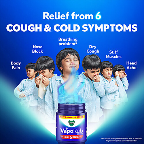 Vicks Vapo Rub With Menthol, Camphor & Eucalyptus Oil - Relieves Cold & Cough, Clears Blocked Nose, 50 ml Bottle 