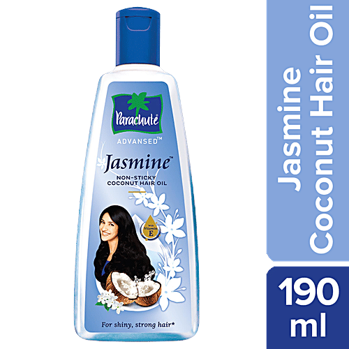 Parachute Advansed Jasmine Coconut Hair Oil With Vitamin E - Non-Sticky, For Healthy Shiny Hair, 190 ml  With Vitamin E