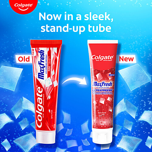 Colgate MaxFresh Toothpaste, Red Gel Paste with Menthol for Super Fresh Breath, 150g (Spicy Fresh), 150 g  Super Freshness & Intense Cooling