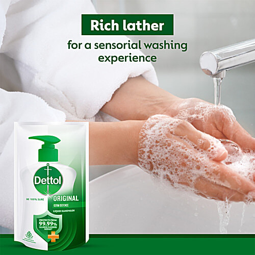 Dettol Original Liquid Handwash, 175 ml Refill Pack Germ defence Formula, 10x Better Germ Protection