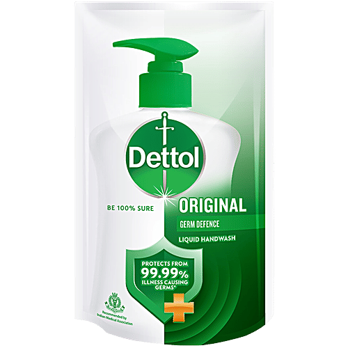 Dettol Original Liquid Handwash, 175 ml Refill Pack Germ defence Formula, 10x Better Germ Protection