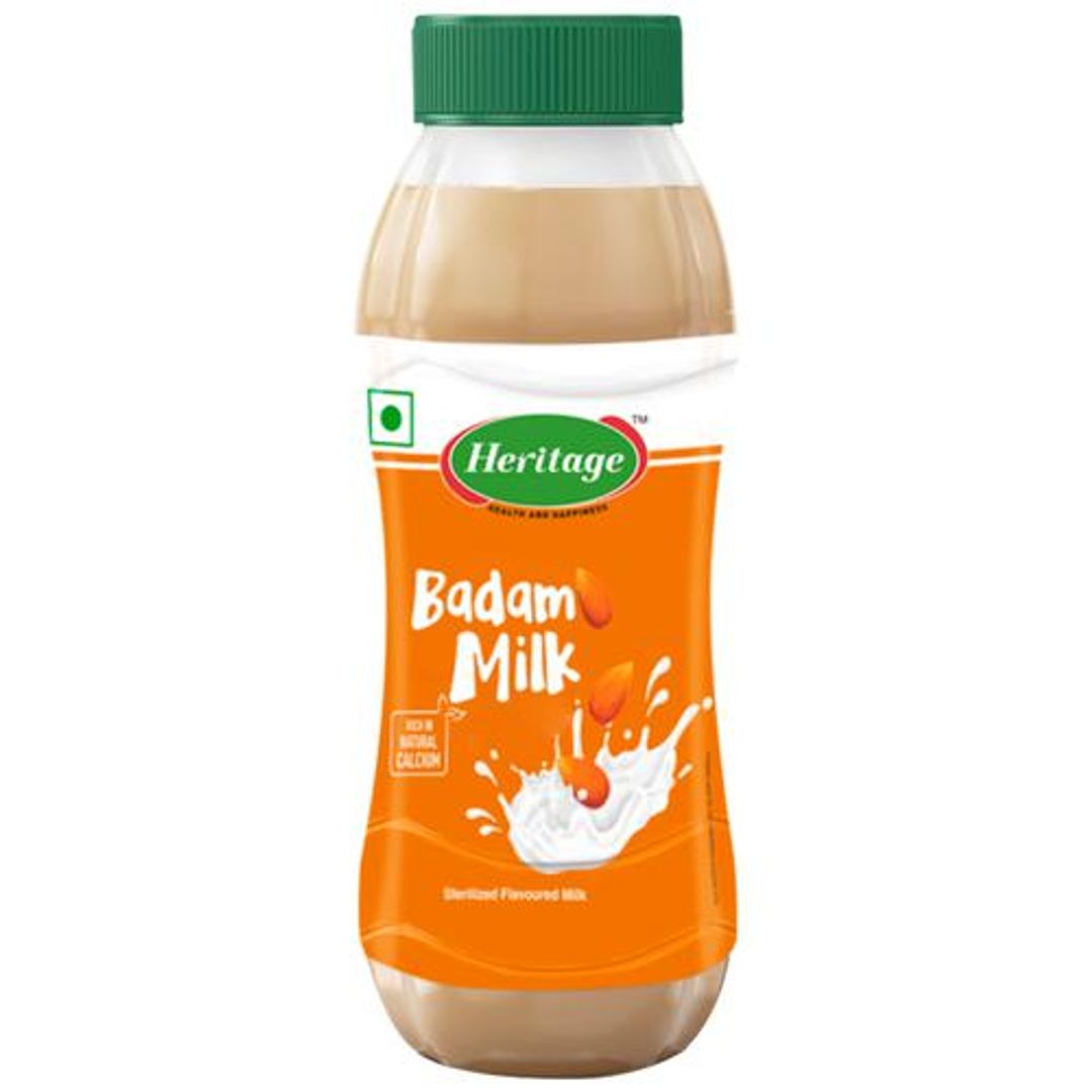 Heritage Flavoured Milk - Badam, 200 ml Bottle