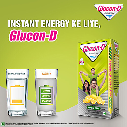 Glucon-D Instant Energy Glucose Powder - Nimbu Pani, 450 g  