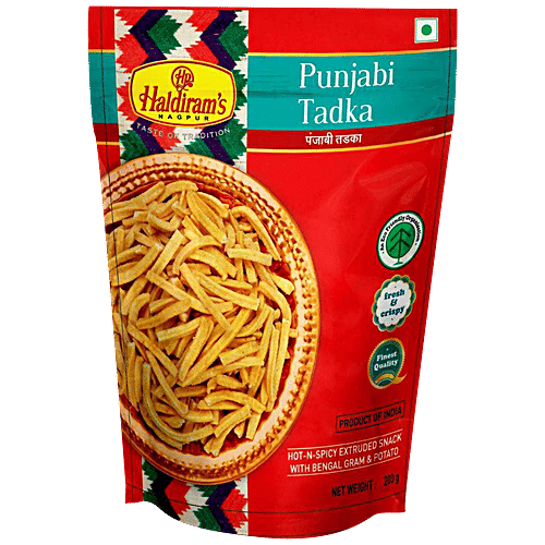 Haldiram's Namkeen - Spicy, Crunchy, Punjabi Tadka, 200 g Pouch Fresh & Crispy, Zero Cholesterol
