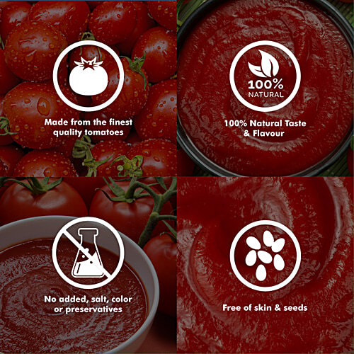 Dabur Hommade Tomato Puree - From Ripe Tomatoes, No Added Preservatives, 200 g From Ripe Tomatoes, No Added Preservatives, No Added Colour