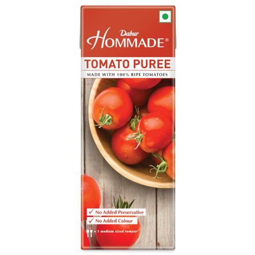 Dabur Hommade Tomato Puree - From 100% Ripe Tomatoes, No Added Preservatives, 200 g  No Added Preservative, No Added Colour
