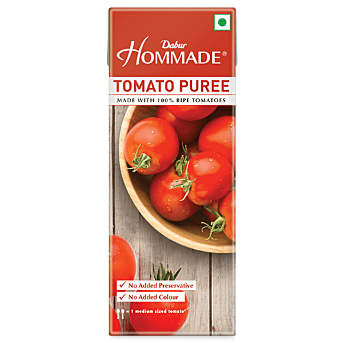 Dabur Hommade Tomato Puree -  Made From 100% Ripe Tomatoes, No Added Preservatives, 200 g  