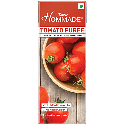 Dabur Hommade Tomato Puree - From Ripe Tomatoes, No Added Preservatives, 200 g From Ripe Tomatoes, No Added Preservatives, No Added Colour