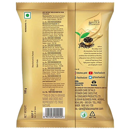 Tata Tea Gold Tea With Gently Rolled Long Leaves, 100 g  