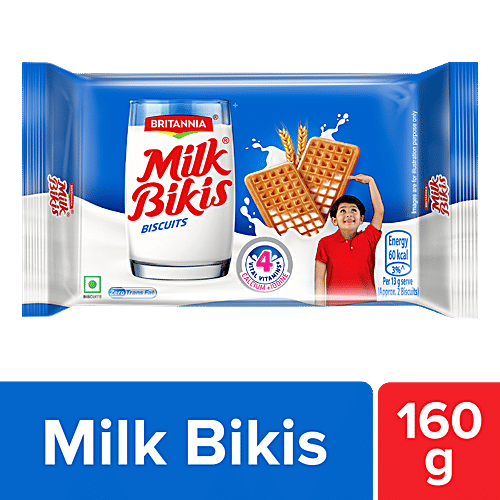 britannia milk bikis biscuit crunchy zero trans fat ready to eat 160 g