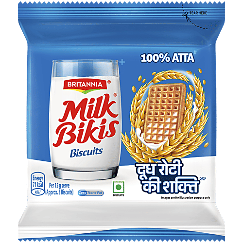 Britannia Milk Bikis Biscuits, 160 g Atta, Zero Trans Fat