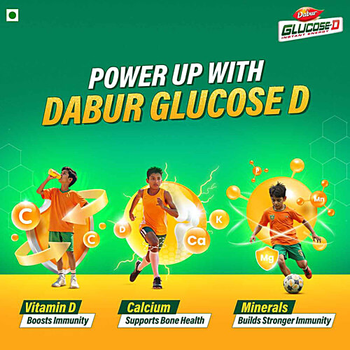 Dabur Glucose-D Instant Glucose, 200 g (Get 50 g Free) Calcium + Vitamin D, 99.4% Glucose