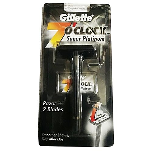 Gillette 7 O Clock Razor and Blades - Super Platinum, 1 pc  Smoother Shaves Day After Day