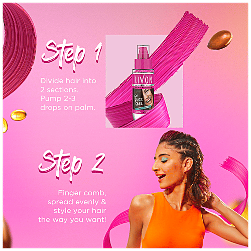 Livon Serum Anti-frizz Serum - For All Hair Types, Damage Protection, With Vitamin E & Argan Oil, 20 ml With Vitamin E & Argan Oil