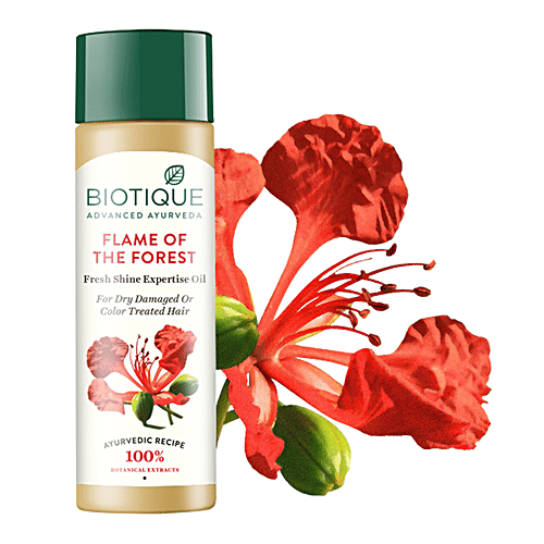 BIOTIQUE Intense Repair Hair Oil - Flame Of Forest, For Dry, Damaged/Colour Treated Hair, 120 ml Carton Ayurvedic Recipe