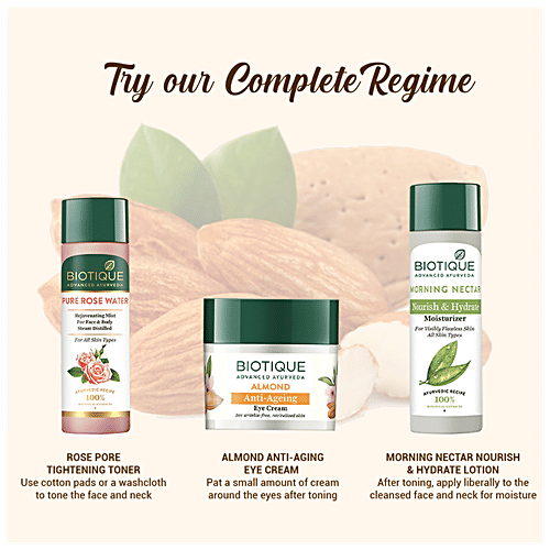 BIOTIQUE Anti-Ageing Eye Cream - Almond, See Wrinkle-Free Revitalized Skin, 15 g Carton 100% Botanical Extracts