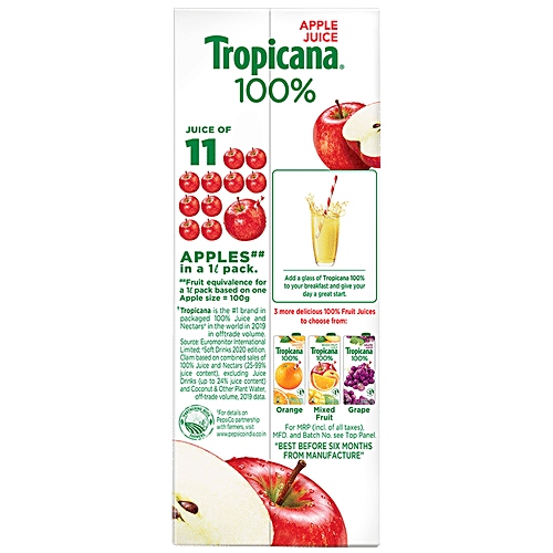 Tropicana Apple Juice - No Added Sugar & Preservatives, 200 ml  No Added Sugar, No Added Colour