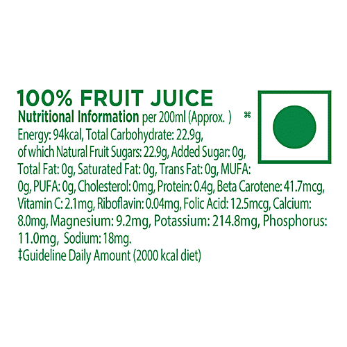 Tropicana Apple Juice - No Added Sugar & Preservatives, 200 ml  No Added Sugar, No Added Colour