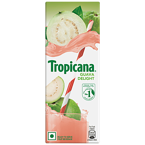 Tropicana Delight Fruit Juice - Guava, 180 ml Tetra Pak No Added Preservatives