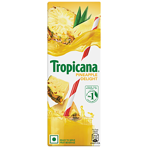 Tropicana Fruit Juice - Pineapple Delight, 180 ml Carton No Added Preservatives