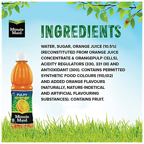 Minute Maid  Minute Maid Pulpy Orange Juice - Ready-To-Serve Fruit Drink, 400 ml PET Bottle Zero Fat