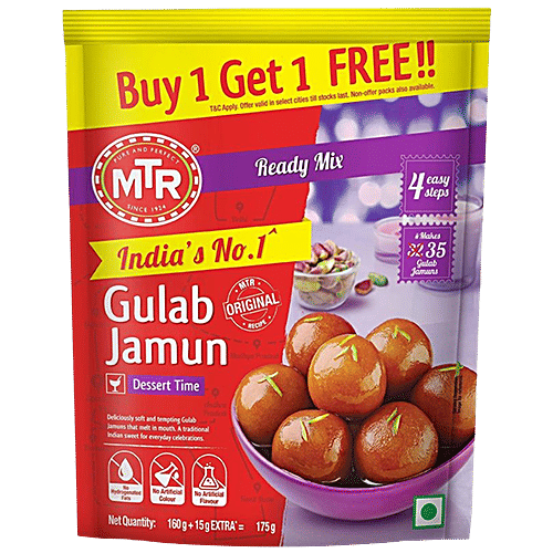 MTR Gulab Jamun Mix - Easy To Make, 160 g (Buy 1 Get 1 Free) No Artificial Colour & No Artificial Flavour