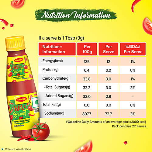 Maggi Hot & Sweet Tomato Chilli Sauce, 200 g Bottle Perfect Blend of Tomatoes & Chillies