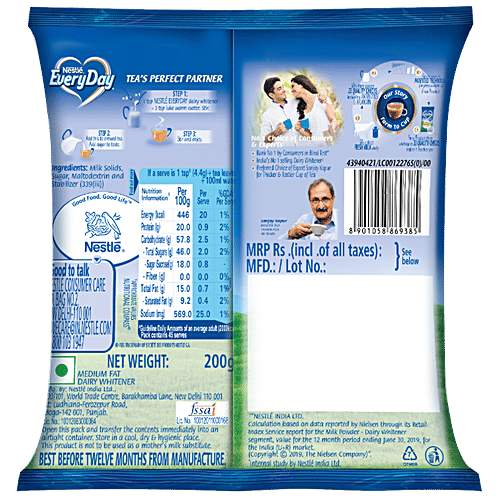 Nestle  Everyday Dairy Whitener - Milk Powder For Tea, 200 g Pouch 