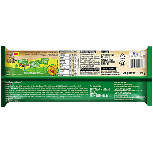 Maggi Nutri-Licious Masala Veg Atta Instant Noodles, 290 g  Made with Atta, Source of Protein, Fibre & Iron,