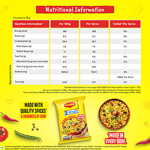 MAGGI  Masala Instant Noodles Vegetarian, 70 g Pouch 