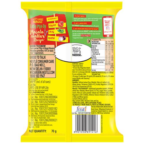 MAGGI  2-Min Masala Instant Noodles, 70 g Pouch with Goodness of Iron