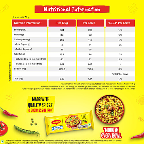 MAGGI  2-Minute Instant Noodles - Masala, 280 g Pouch 
