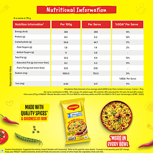 MAGGI  Masala 2 Minute Instant Noodles, 140 g Pouch 