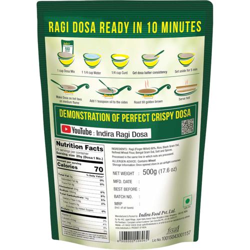 Indira's Ragi Dosa Mix, 500 g Pouch 