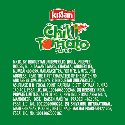 Kissan Chilli Tomato Sauce, 200 g Bottle No Trans Fat