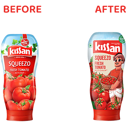 Kissan Fresh Tomato Ketchup Squeeze, 450 g Bottle No Trans Fat