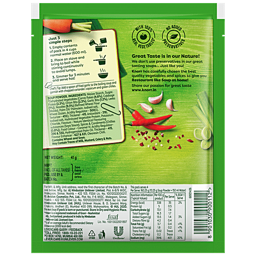 Knorr Hot & Sour Vegetable Soup, 41 g  No Added Preservatives, Real Vegetables