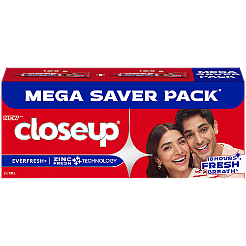 Closeup Toothpaste, 150 g (Pack of 2) Long lasting 18 Hours of Fresh Breath