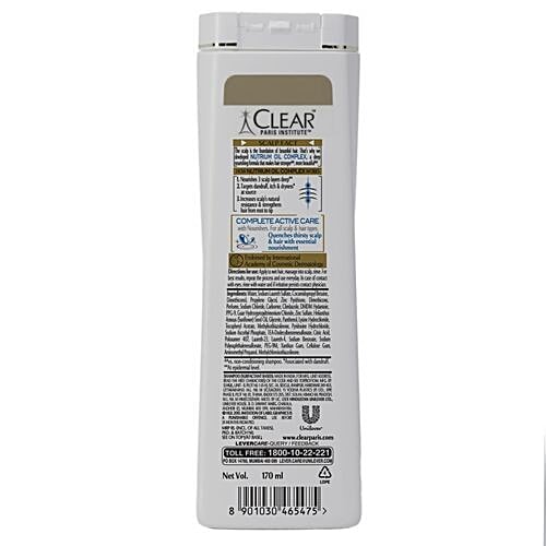 Clear Complete Active Care Anti-Dandruff Nourishing Shampoo - Nutrium Oil, Get Up To 4X Softer Hair, 170 ml  Get Up To 4X Softer Hair