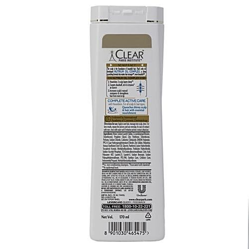 Clear Complete Active Care Anti-Dandruff Nourishing Shampoo - Nutrium Oil, Get Up To 4X Softer Hair, 170 ml  Get Up To 4X Softer Hair