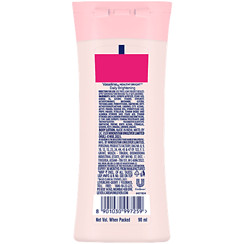 Vaseline Daily Brightening Body Lotion - For Healthy & Glowing Skin With Niacinamide, 90 ml  Triple Sunscreens