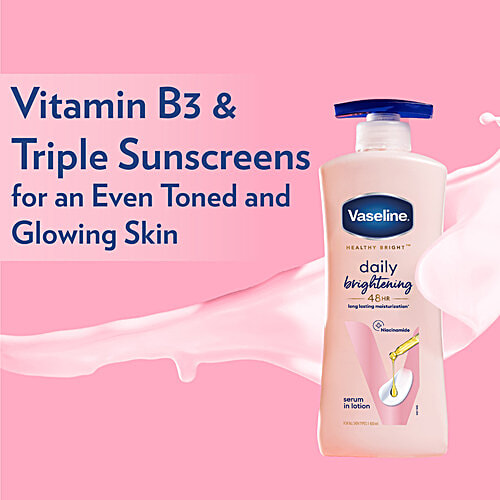 Vaseline Daily Brightening Body Lotion - For Healthy & Glowing Skin With Niacinamide, 90 ml  Triple Sunscreens