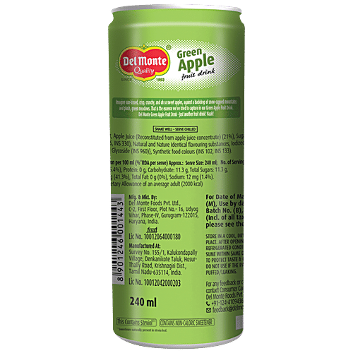 Del Monte Fruit Drink - Green Apple, 240 ml Zero Fat
