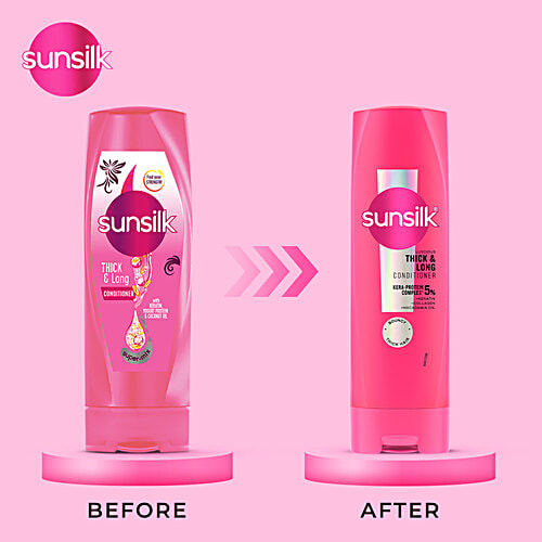 Sunsilk Luscious Thick & Long Conditioner, 180 ml  5% Kera-Protein Complex, With Keratin/Collagen/Macadamia Oil, For Bouncy & Thick Hair