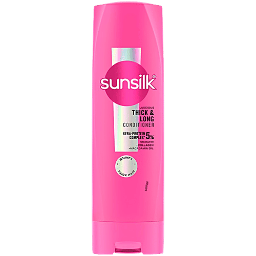 Sunsilk Luscious Thick & Long Conditioner, 180 ml  5% Kera-Protein Complex, With Keratin/Collagen/Macadamia Oil, For Bouncy & Thick Hair
