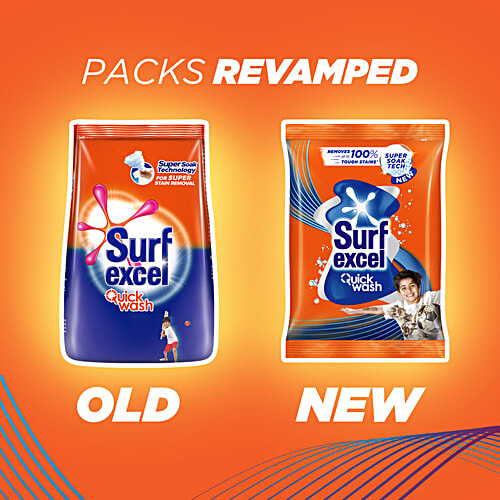 Surf Excel Quick Wash Detergent Powder, 500 g  Removes Tough Stain