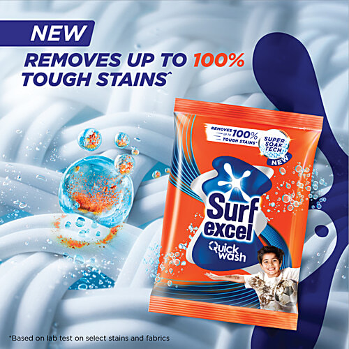 Surf Excel Quick Wash Detergent Powder, 500 g  Removes Tough Stain
