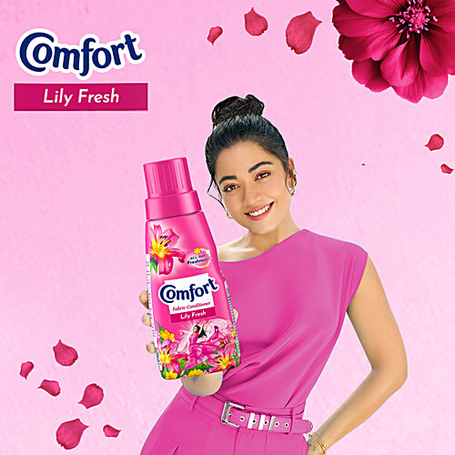 Comfort After Wash Lily Fresh Fabric Conditioner, 220 ml Bottle Protects Texture, Liquid Detergent, Liquid Fabric Softener